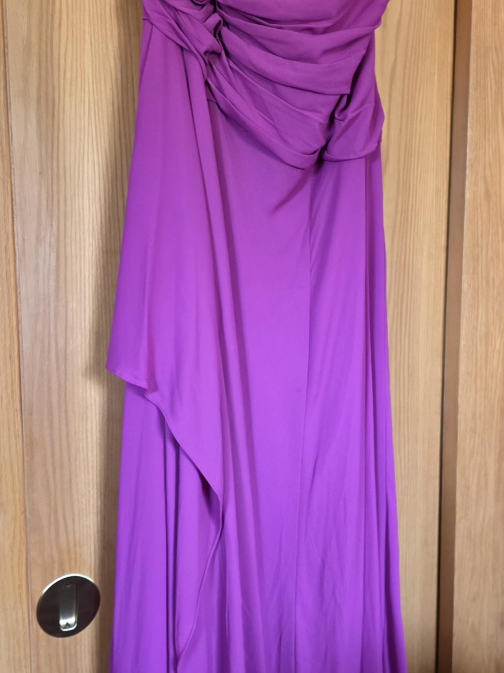 David's Bridal Purple Asymmetrical Draped Bridesmaid Dress 👗